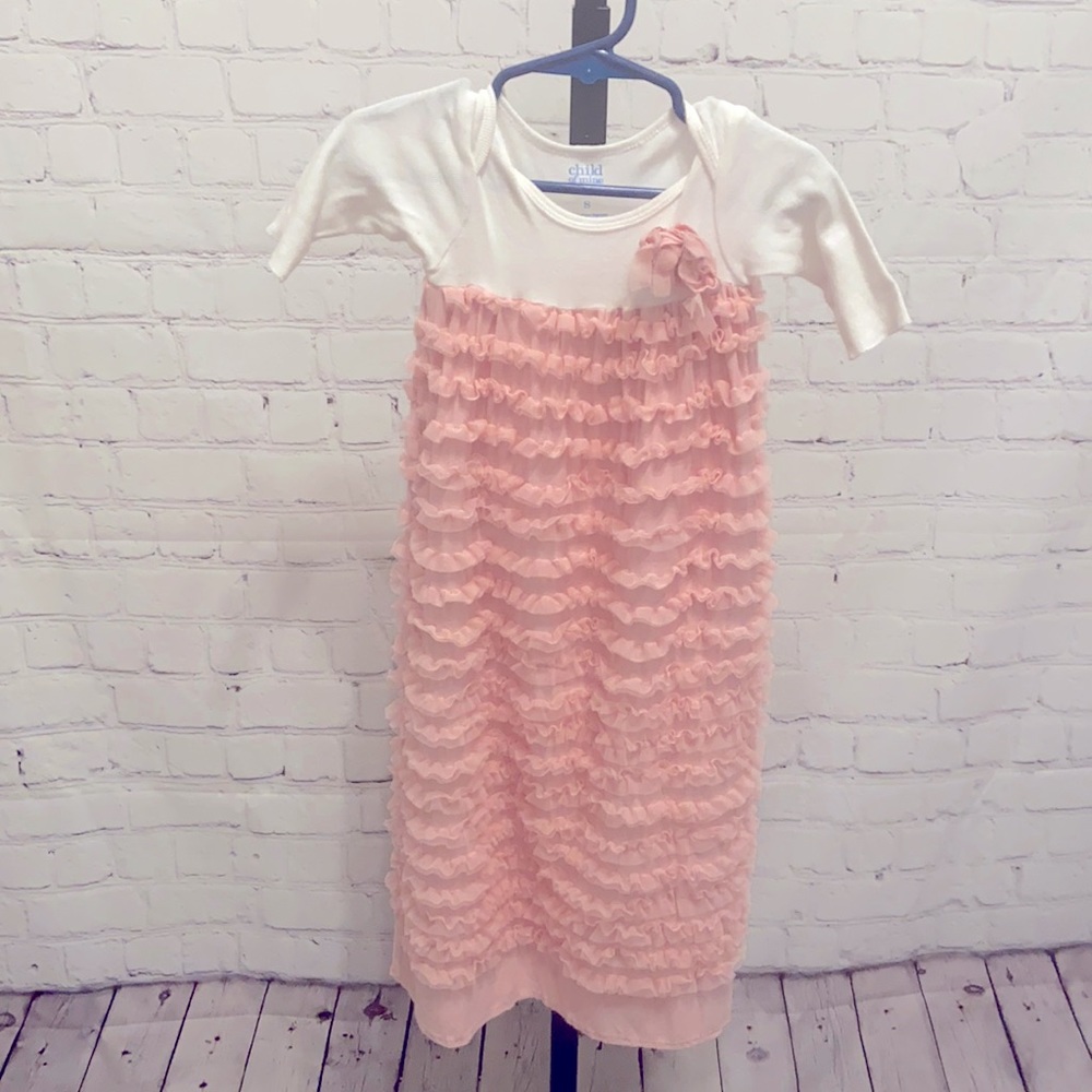 Pink and cream 0-3m gown